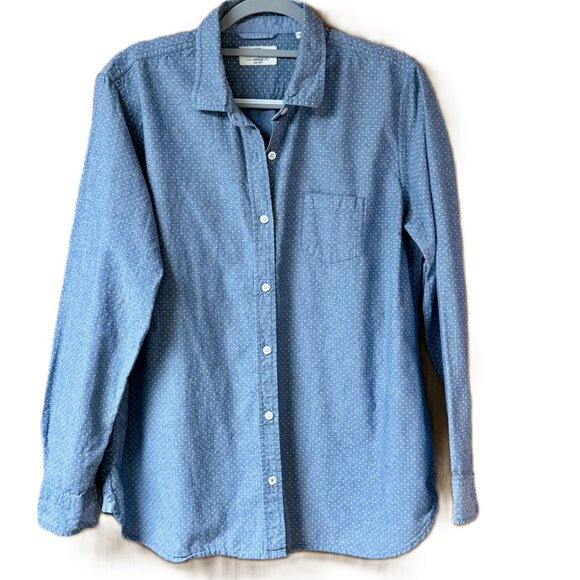 Weatherproof Vintage Chambray Polka Dot Shirt XL Womens Blue - Picture 7 of 8